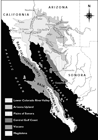 Map of the Sonoran Desert subdivisions